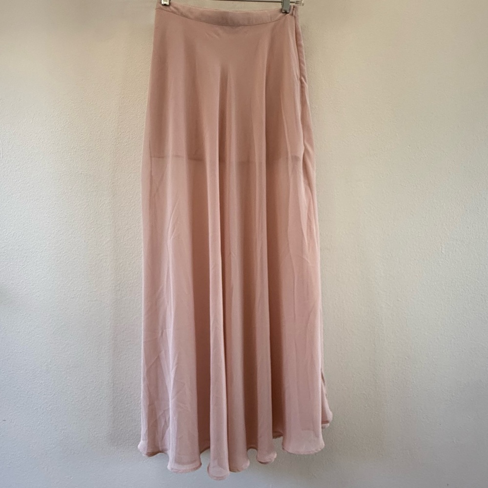 Elegant Light Pink Sheer Maxi Skirt